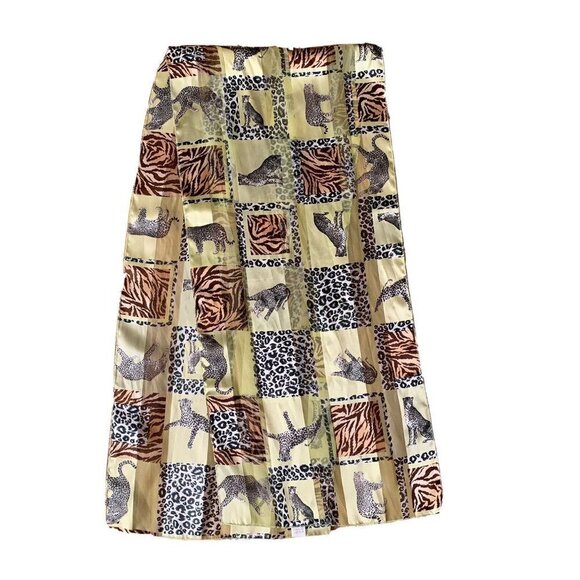 African Safari Animals Rectangular Scarf Made in Korea Polyester Vintage - Picture 1 of 5